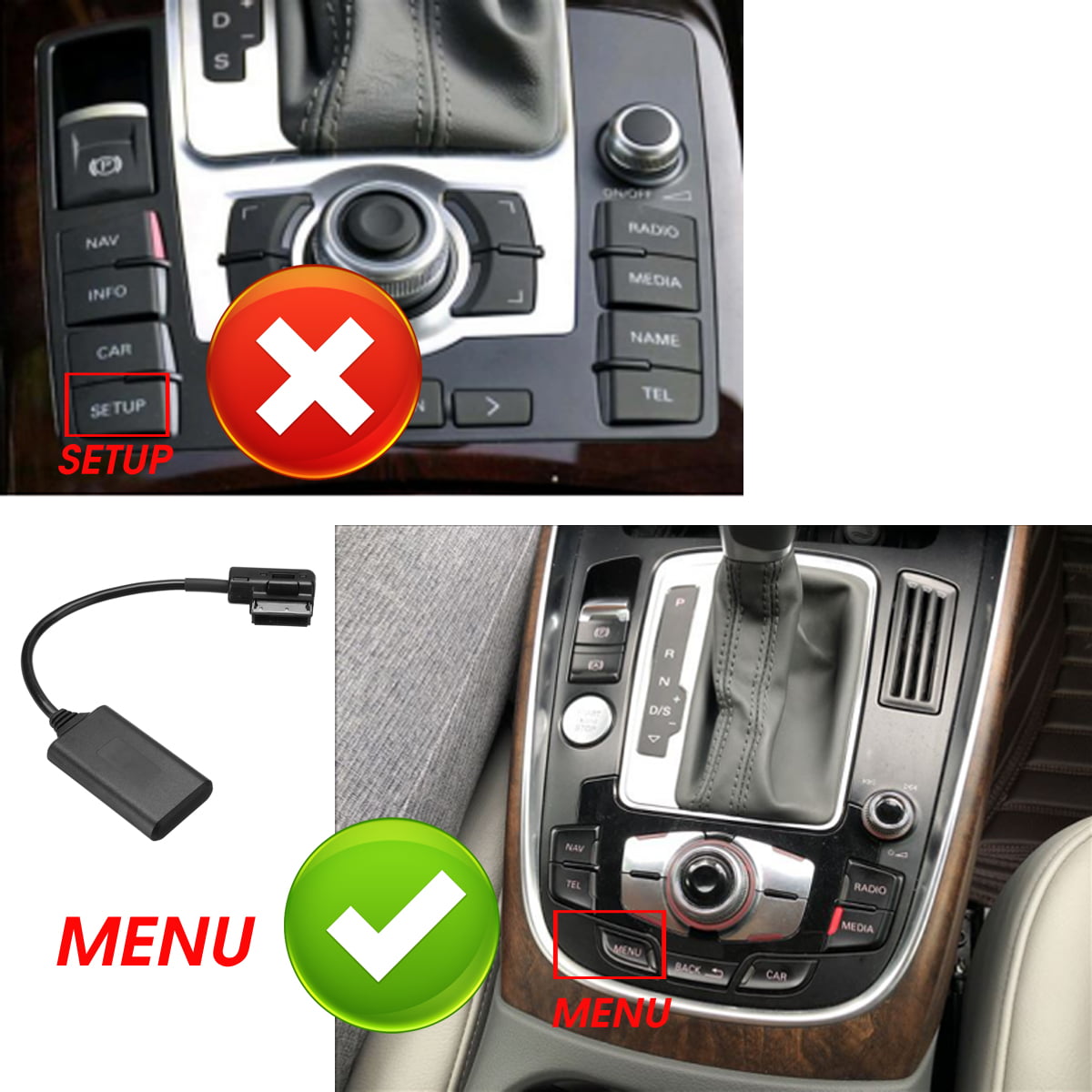 Bluetooth Aux in Adapter für Audi AMI MMI 3G Schnitstelle Q5 A5 A7 R7 Q7 A6L A8L
