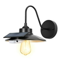 Solar Barn Light Outdoor, Motion Sensor Gooseneck Light, 3 Modes, Waterproof Farmhouse Wall Sconce, E26 Bulb Compatible, Black - Porch Garage Entryway