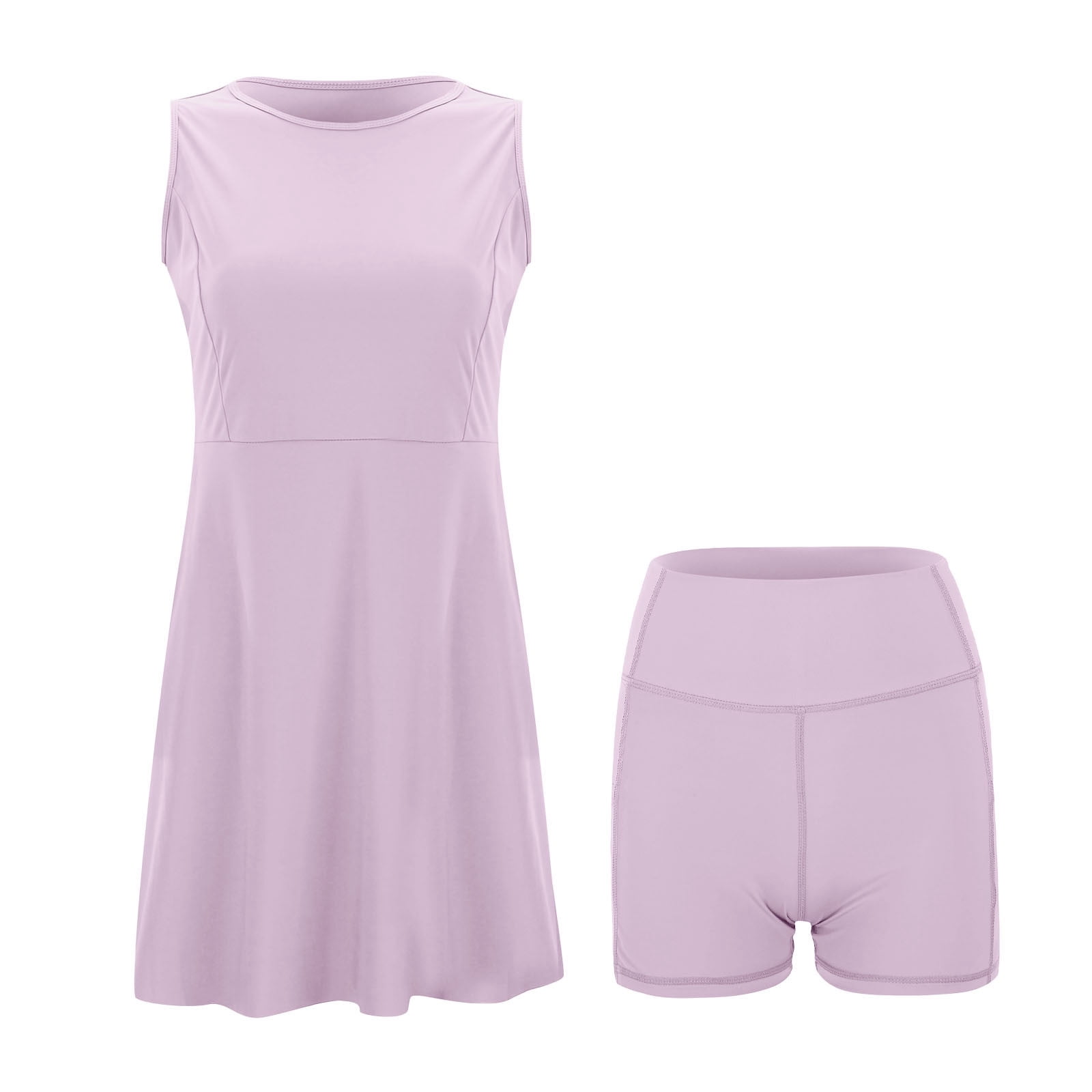 OSOLU Solid Color Tennis Dress Women Athletic Dress Built In Easy Shorts & Bra High Neck Workout Dresses Soft Sundress Vacation 2025 Elegant Classy Dresses