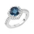 thumbnail image 2 of Sterling Silver with Natural London Blue Topaz and White Topaz Hexagon Halo Ring, 2 of 3