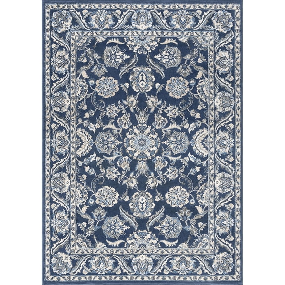 Tayse Madison Area Rug MDN4707 Traditional Dark Blue Rings Bulbs 8' 9" x 12' 3" Rectangle