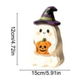 thumbnail image 3 of Aoznliie Halloween Table Decor, Cute Hand Carved Wooden Ghost Ornament, 5.9 inch Tabletop Centerpiece for Halloween Decorations Indoor, Multicolor, 3 of 6