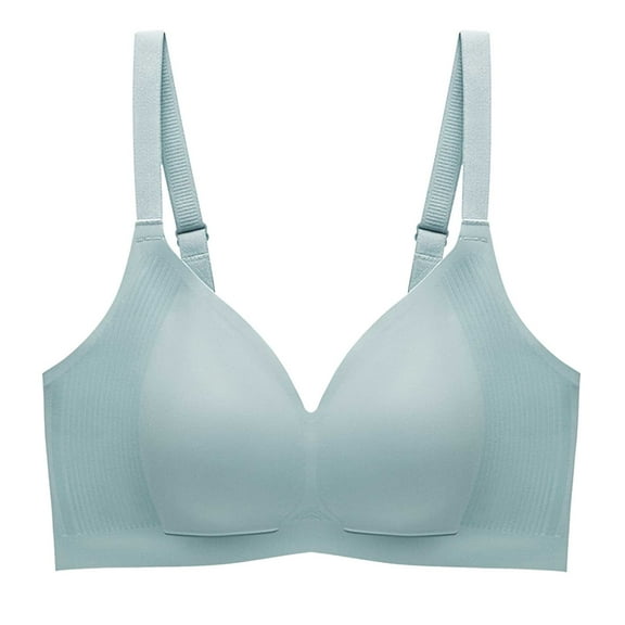 GEWSEY V Lace Wireless Jelly Bra Seamless Push Up Bras for Women No Underwire Full Coverage Comfortable Sleep Bralette (Sky Blue, XL)