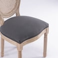 thumbnail image 3 of Set of 2 French Style Linen Fabric Chair with Rattan Curved Back Backrest, Oval Armless Dining Chair with Solid Wood Legs & Antique Frame for Kitchen Living Room, Grey, 3 of 9