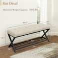 thumbnail image 3 of Dycanpo 44.5" End of Bed Bench,Tufted Upholstered Bench with Shoe Shelf, Linen Color, 3 of 11