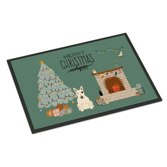 Carolines Treasures CK7701JMAT 24 x 36 in. White Bull Terrier Christmas Everyone Indoor or Outdoor Mat