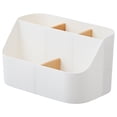 thumbnail image 2 of Wooden Desktop Storage Box with Divided Compartments,Detachable Organizer for Makeup Brushes Stationery Remote Control Home Decor,desktop organizer,White,1PC, 2 of 5