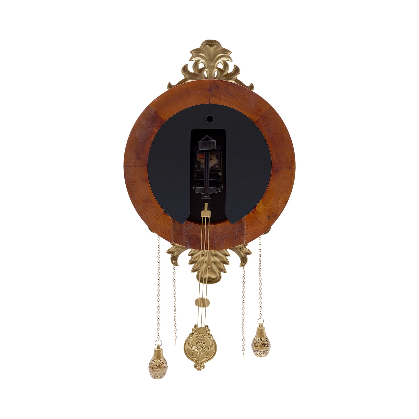 Wall Mount Vintage Wall Clock Battery Quartz Operated Silent Clock with Swinging Pendulum for Living Room