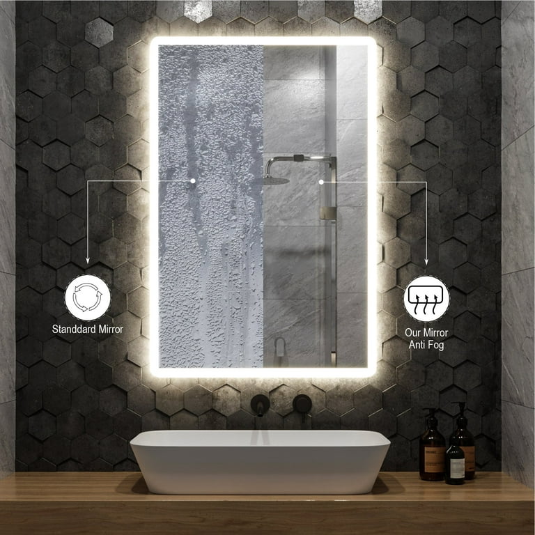 Zeek 60x36 Backlit LED Rectangular Bathroom Wall Large Mirror Double Vanity MA6036