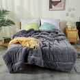 thumbnail image 5 of DOMDEC Luxury Flannel Fleece Comforter with Plush Sherpa Back - Faux Fur Blanket, Winter Warmth, Grey King Size 104x90 Inches, 5 of 8