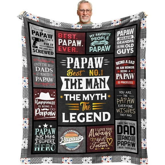 Christmas Papaw Gifts Blanekt 60" x 50", Gifts for Papaw for Christmas, Xmas Papaw Gifts from Grandkids, Gifts for Papaw from Granddaughter/Grandson, Papaw Birthday Gifts from Grandson