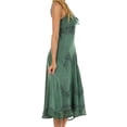 thumbnail image 4 of Sakkas Stonewashed Rayon Embroidered Adjustable Spaghetti Straps Long Dress - Sage Green - S/M, 4 of 5