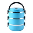 thumbnail image 1 of Bearachild Caja Bento, contenedor de comida apilable, fiambrera aislante a prueba de fugas de acero inoxidable para microondas, pícnic en casa, Mostrada Azul/3 capas Bearachild HA067859-01, 1 of 6