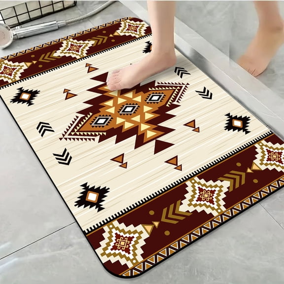 1pc Earth Southwestern Bathroom Rug Bathroom Decor and Accessories- Durable,Anti Slip,And Quick Drying,Suitable For Indoor/outdoor Use - Perfect For Bathrooms,Bedrooms,Kitchens