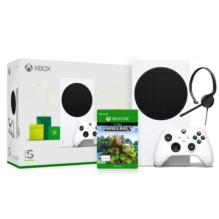 Microsoft Xbox Series S Robot White Console and Wireless Controller Bundle with Minecraft Full Game and Mytrix Chat Headset