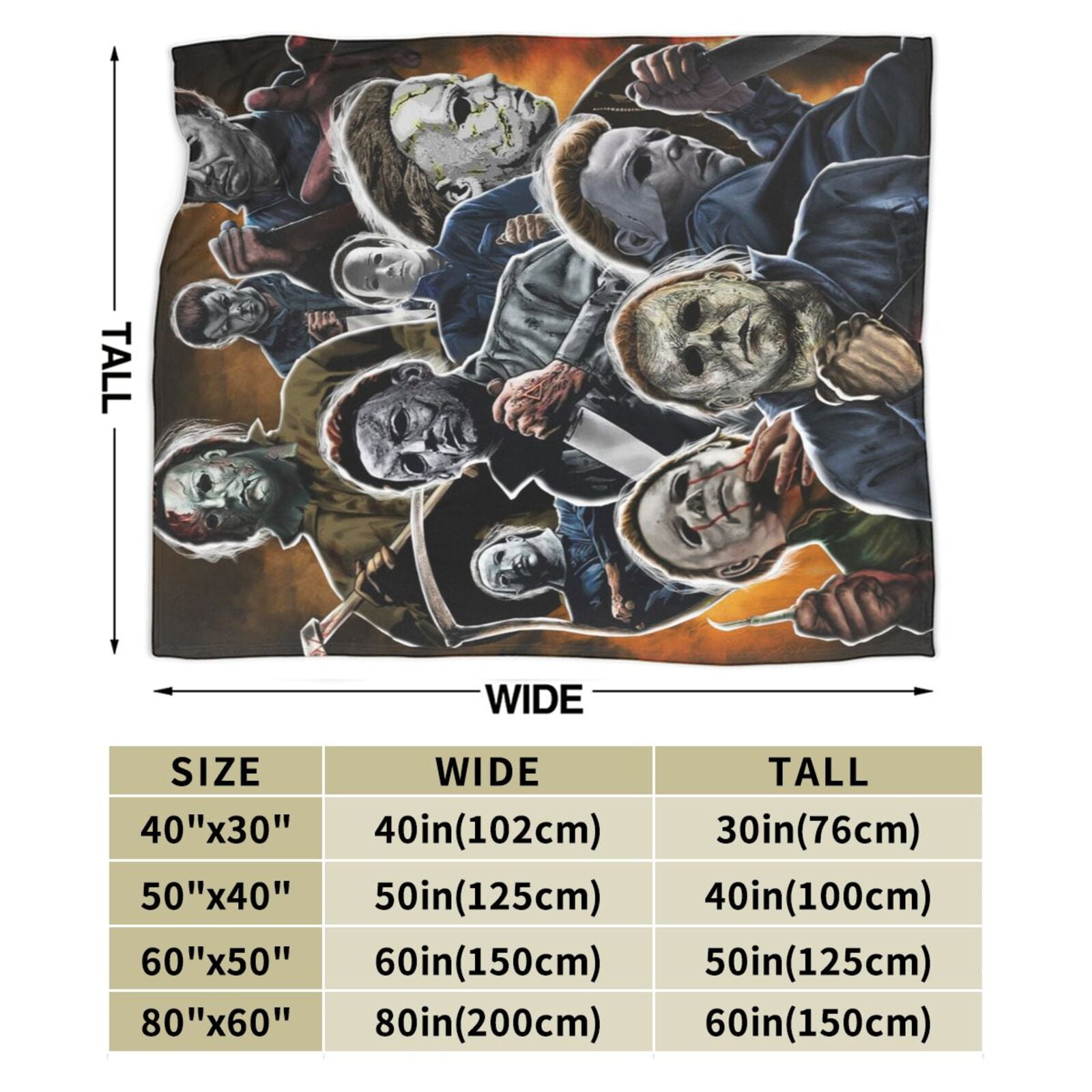 Horror Movie Michael Myers Throw Blanket 50"X40" Soft Flannel Lightweight Plush Air Conditioner Quilt Suitable For Sofa,Living Room,Bedroom,Double Bed