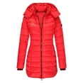thumbnail image 2 of Sexlip Women's Down Jacket Windproof Puffer Coat Trendy Letter Print Warm Parka Long Puffy Jacket with Detachable Hood Red XXXL, 2 of 5