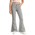 thumbnail image 2 of ITSAME Teen Girls Flared Pants with Pockets High Waist Slim Fit Versatile Fashion Casual Trousers Gray Size 14, 2 of 8
