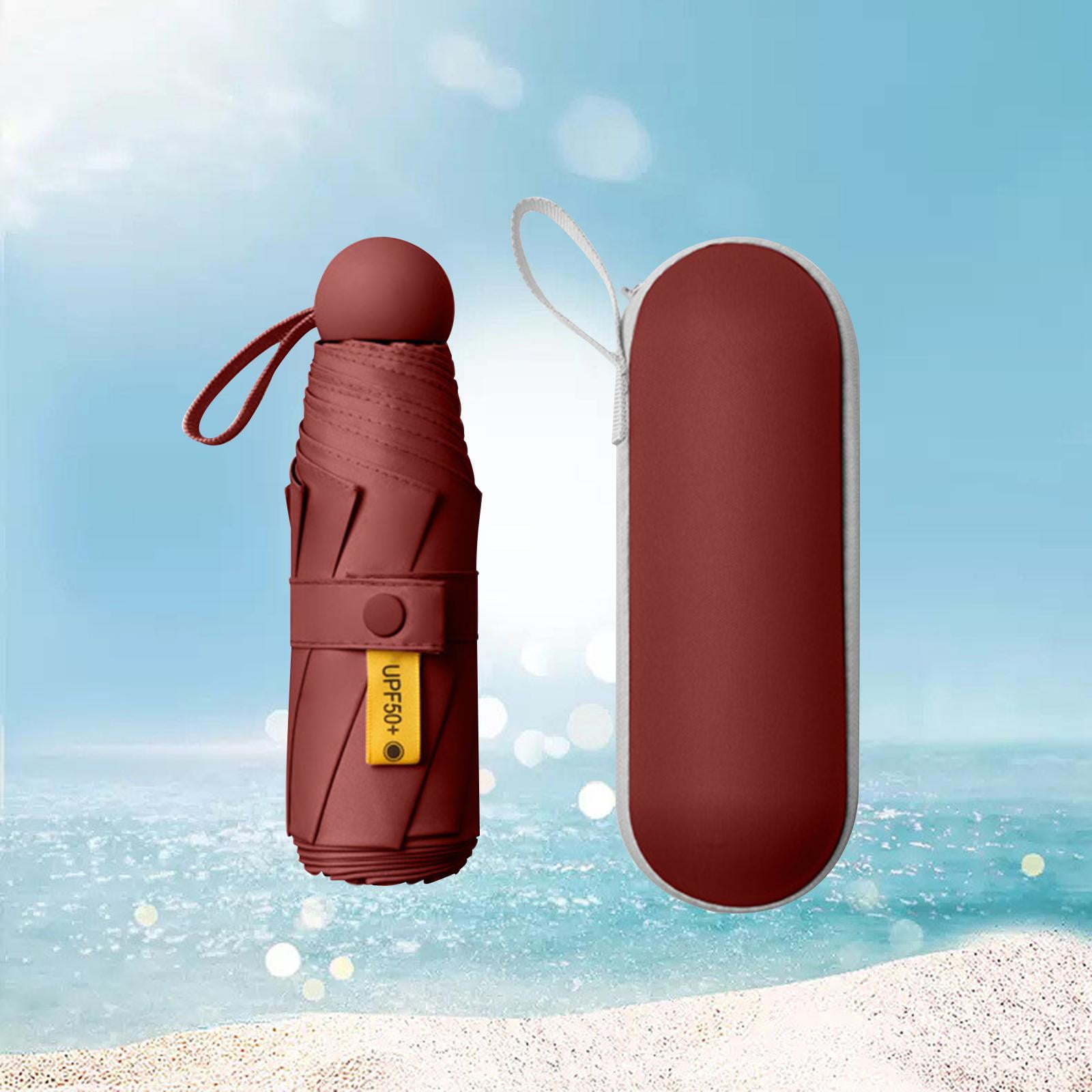 Mini Umbrella Tiny Umbrella Purse Umbrellas for Outdoor with Storage Case Red