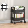 thumbnail image 1 of Dvruxg 2-Tier Plastic Rolling Utility Cart with Handle, Multi-Functional Storage Trolley for Office, Living Room, Kitchen, Movable Storage Organizer with Wheels, Black, 1 of 5
