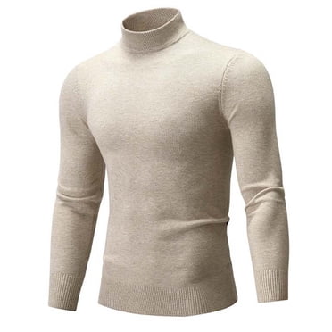 SUYIDA Mens Crew Neck Sweater Pullover,Arrival Sweater: Half High Neck Casual Solid Color Knit Layer