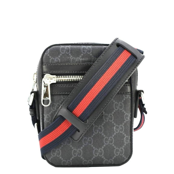 Pre-Owned GUCCI GG Supreme Canvas Web Messenger Bag Black 598103