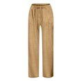 thumbnail image 4 of JSheng Children Casual Pants Girls Pants Casual Smocked High Waist Pant Loose Wide Leg Long Trousers 4-14 Years Beige 4 Years, 4 of 5
