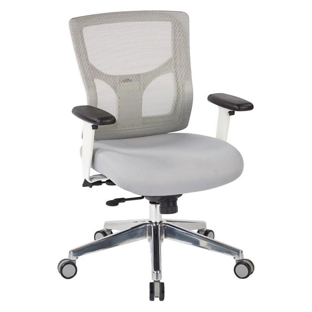 Chaise de Bureau en Tissu Maillé Gris Pro Grid avec Dossier Moyen et Accoudoirs Réglables 2 Directions