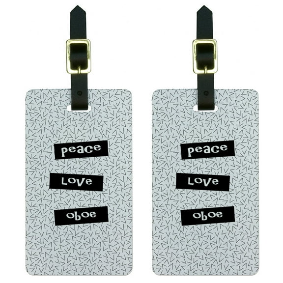 Graphics and More Peace Love Oboe Luggage Tag Set