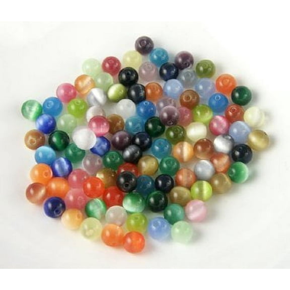CharmCountry 6mm Cat Eye Gemstone Round Beads, 6mm, Multicolor 100 beads