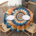 thumbnail image 3 of Orange Blue Tie Dye Spiral Pattern Round Tablecloth 60"x60",Wrinkle Wipeable Table Cloth for Kitchen Dining Room Picnic Patio Party, 3 of 6