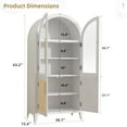 thumbnail image 4 of MAYEERTY Arch Display Cabinet with Glass Doors, Wooden Storage Cabinet with Adjustable Shelves for Living Room, 63" White, 4 of 6