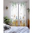 thumbnail image 3 of Eucalyptus Leaves Sheer Curtains 63 Inch Length 2 Panels Set for Living Room/Bedroom, Daisy Flower Spring Watercolor Country Floral Bee Kitchen Curtains Grommet Curtains Window Treatments 42"x63"x2, 3 of 7
