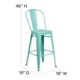 thumbnail image 3 of Emma + Oliver 4 Pack 30" High Mint Green Metal Indoor-Outdoor Barstool with Back, 3 of 12