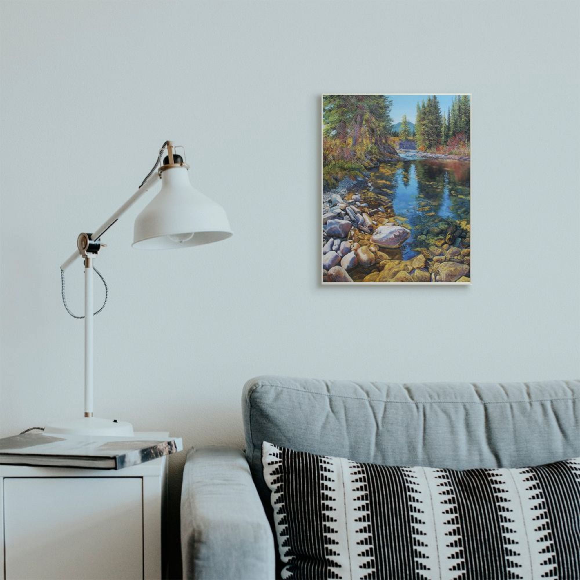 Stupell Industries Creek Landscape with Stones Pine Tree Forest Design by Andrew Kiss
