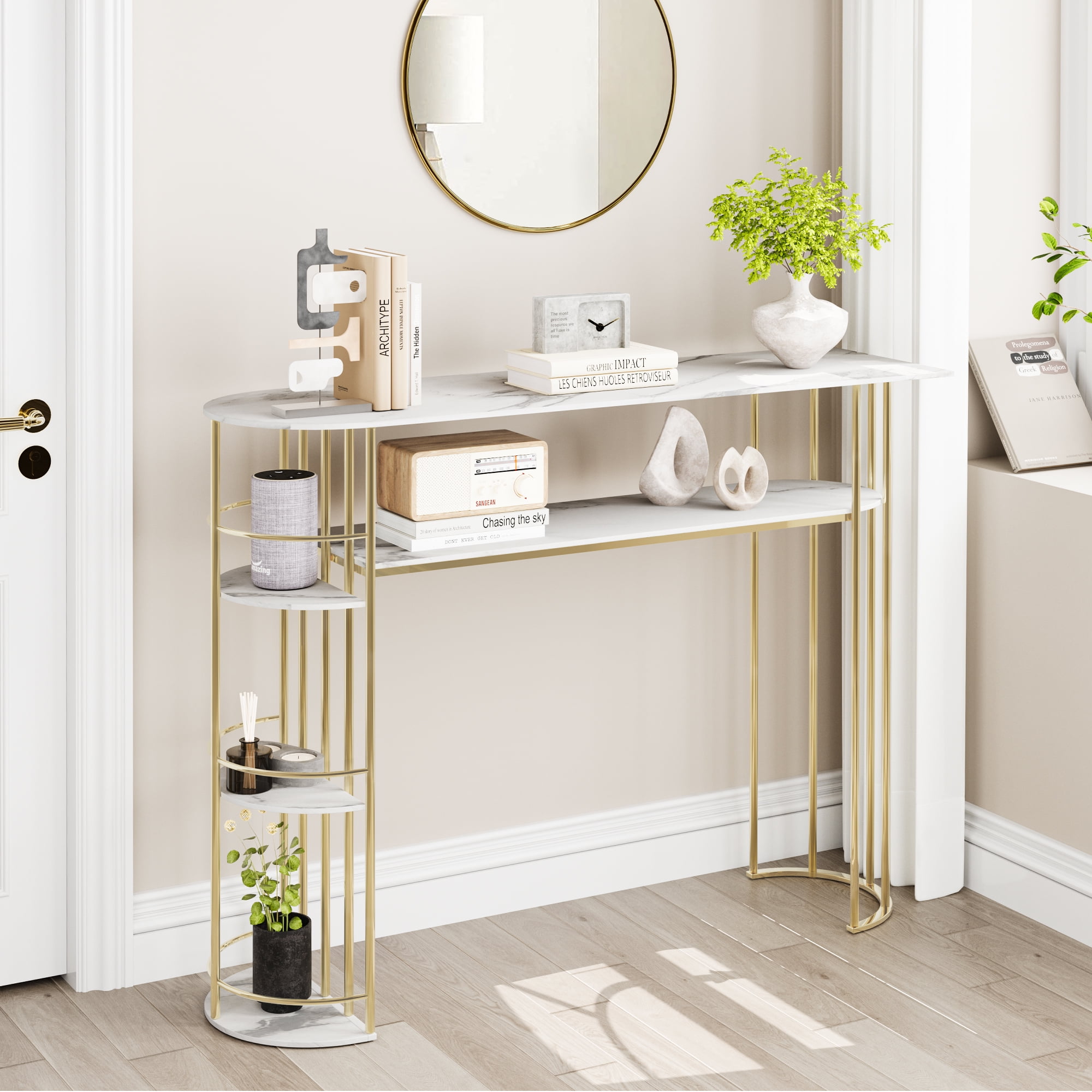 GymChoice Console Table, Gold Sofa Tables Gold Narrow Entryway Table
