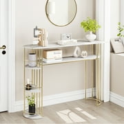Gold Console Table, Sofa Tables Narrow Entryway Table with Storage and Shelves, 43.5 Behind Couch Table Hallway Table Modern Furniture for Living Room, Foyer, Bedroom