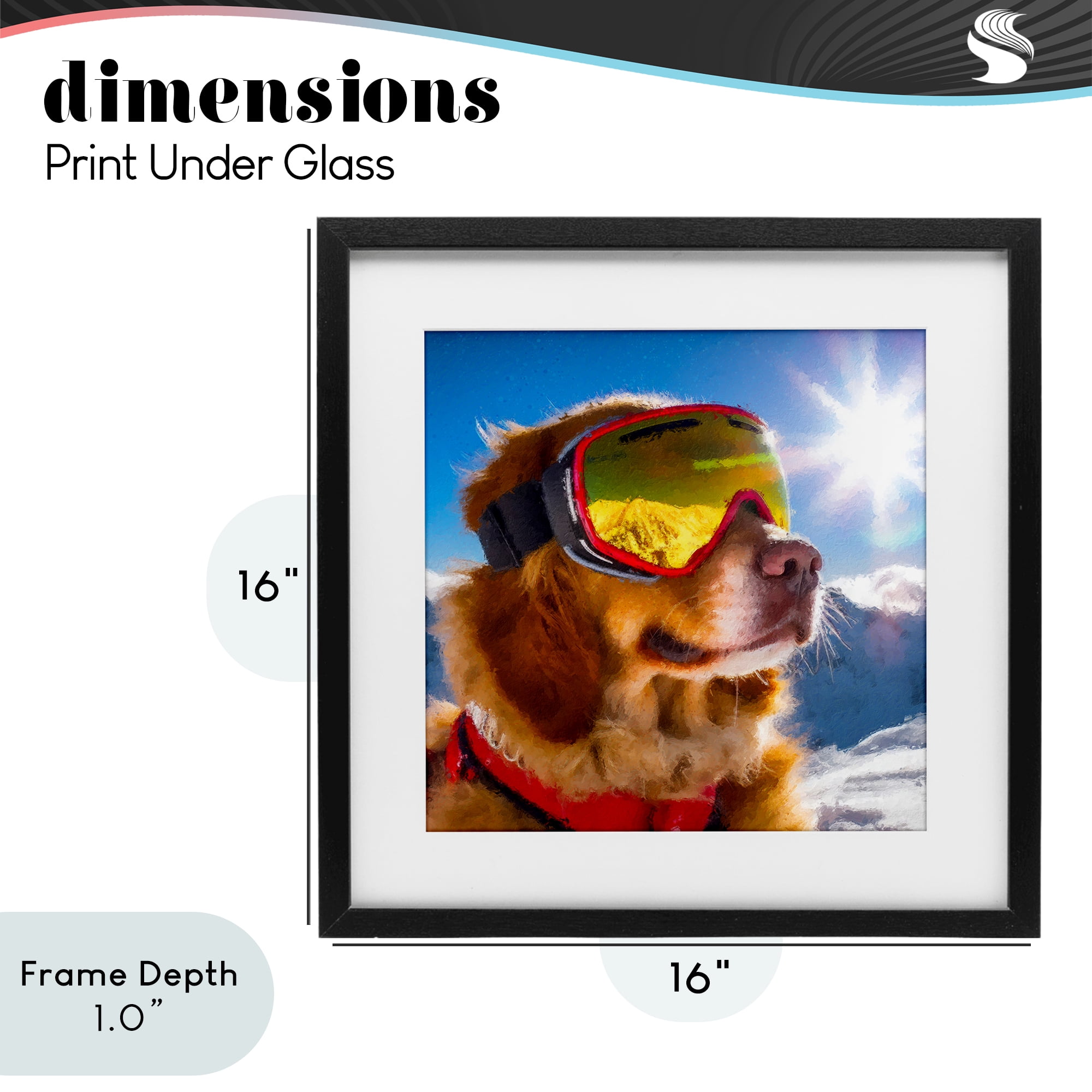 Stupell Industries Ski Goggles Retriever Black Framed Print Under Glass, design by Sean Parnell