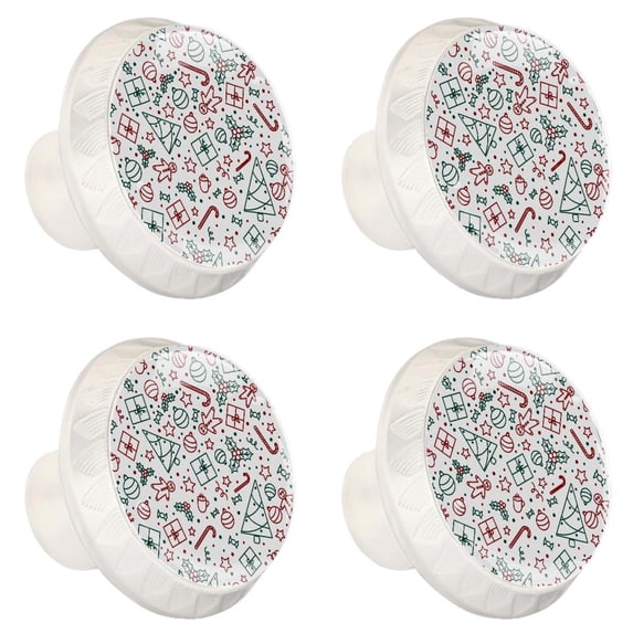 4 Pcs Christmas Knobs for Kitchen Cabinet Cupboard Dresser Bookcase Drawer Pulls Handles Round Home Decor