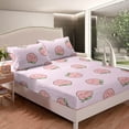thumbnail image 4 of Erosebridal Cute Peach Bed Sheets Full Size Sheet Set Cartoon Fruit Room Decor Bedding Set,Teens Women Pink Fitted Sheet 4Pcs with 2 Pillowcases, Kawaii Fruit Flat Sheet, 4 of 6
