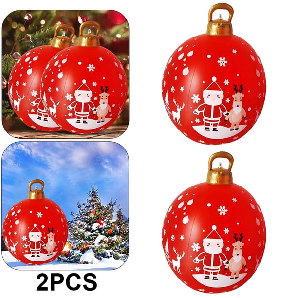2 Bolas Papá Noel 60 Cm Muñeco Nieve Regalos Versátiles para (D)