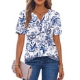 thumbnail image 4 of Fantaslook Womens Blouses Dressy Casual Tops Summer Short Sleeve V Neck Shirts Business Work Blouses, 4 of 10