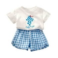 thumbnail image 2 of TMOYZQ Baby Boys Girls Outfits Cotton Short Sleeve Cute Print T-shirt Plaid Shorts Toddler Casual Beach Outfit Summer Clothes, 2 of 5