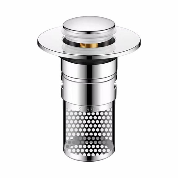 Bathroom Sink Drain Strainer,Stainless Pop-up Drain Strainers with Removable Strainer Basket/Hair Catcher,Anti-Clogging Basin Drain Filter Sink Strainer for Bathroom Sink Stopper(2.8x2.4")(Silver)