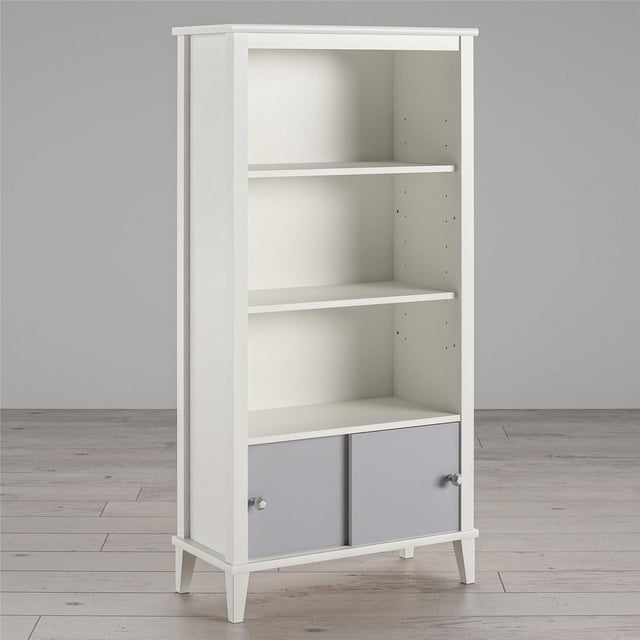 Monarch Hill Poppy Kids’ White Bookcase, Grey Doors