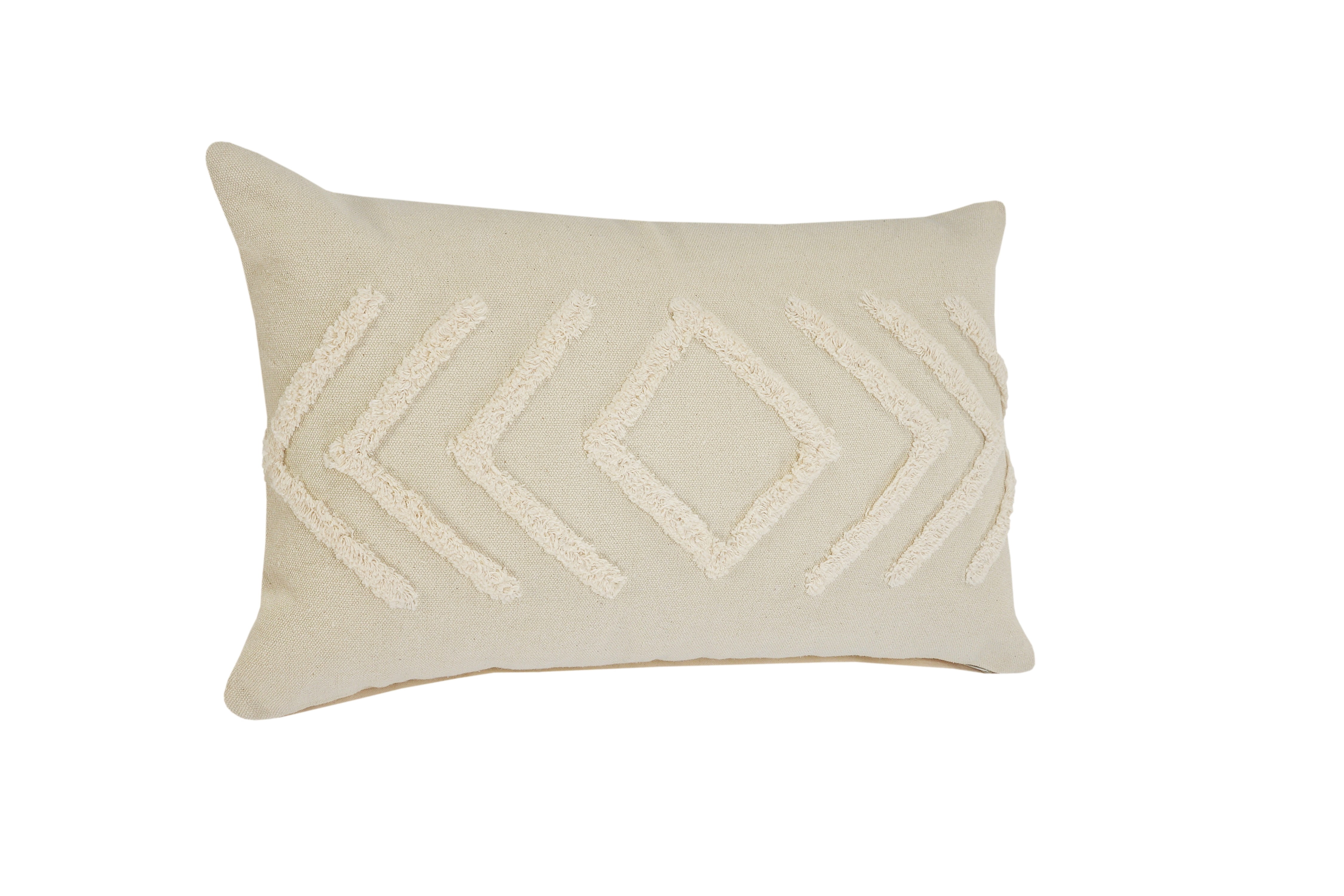 Ox Bay Woven Paths Directional Diamond Lumbar Throw Pillow, 16" x 24", Off-White