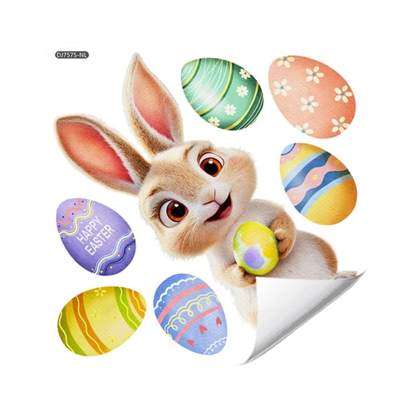 Easter Window Clings Colorful Egg Butterfly Carrot Rabbit Window Stickers Decals Double Sided Peel and Stick Murals for Kids Bedroom Nursery Home Glass Easter Decor