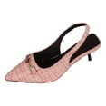 thumbnail image 7 of Kitten Heels for Women Trendy Metal Chain Pointed Closed Toe Slingback Sandals Elegant Party Prom Dress Shoes Pink Size 7.5, 7 of 7