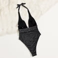 thumbnail image 5 of HOMBOM Swimsuit for Women Swimwear Cutout Black One Piece Polka Dot Halter Tummy Control Adults Bathing Suit, 5 of 6