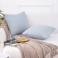 thumbnail image 6 of Jepeak Cotton Throw Pillow Covers Cases, Pack of 2 Decorative Square Comfortable Soft Striped Cushion Covers for Sofa Couch Badroom, Sky Blue 16 x 16 Inches, 6 of 8
